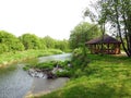 River Sysa, arbor and green trees , Lithuania Royalty Free Stock Photo