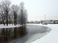 River Sysa and old homes, Lithuania Royalty Free Stock Photo