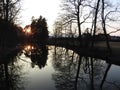 River Sysa and trees in evening, Lithuania Royalty Free Stock Photo