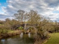 River Tamar and Higher New Bridge near Launceston, on the Devon - Cornwall border, England. Royalty Free Stock Photo