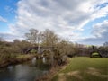 River Tamar and Higher New Bridge near Launceston, on the Devon - Cornwall border, England. Royalty Free Stock Photo