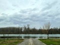 The river TamiÃÂ¡ in the part that flows through Pancevo, the water level of the river is elevated Royalty Free Stock Photo