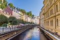 River Tepla and colorful historic houses in Karlovy Vary