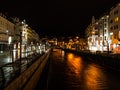 River Tepla in Karlovy Vary at night Royalty Free Stock Photo