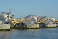 Thames Barrier piers in a line. London, UK Royalty Free Stock Photo