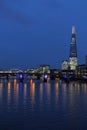 River Thames, Tower Bridge and The Shard, London at night Royalty Free Stock Photo