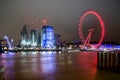 River themes london eye night sky vivid color Royalty Free Stock Photo