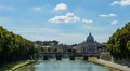 River tiber in rome italy with st peters basilica in the background Royalty Free Stock Photo