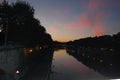 The river Tiber in Rome at night. View from the bridge Royalty Free Stock Photo