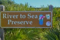 River to Sea Preserve Sign on the Palm Coast in Marineland, Flagler County, Florida