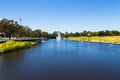 River Torrens flowing through parkland between Adelaide and North Adelaide, South Australia