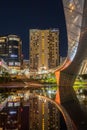 The river torrens footbridge and the adelaide cityscape reflecting in the river torrens at night in South Australia on January Royalty Free Stock Photo