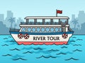 river tour boat pop art vector illustration