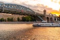 River tourism in Moscow at sunset, a warm summer evening