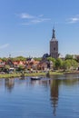 River and tower of the Stephanus church in Hasselt