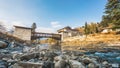 The river with traditional bhutan palace, Paro Rinpung Dzong, Royalty Free Stock Photo