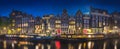 River, traditional old houses and boats, Amsterdam Royalty Free Stock Photo