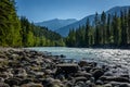 River, Trees and mountains on a sunny day