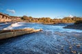 River Tyne flows over Hexham Weir Royalty Free Stock Photo