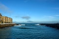 River Urumea mouth opening to Atlantic ocean Royalty Free Stock Photo