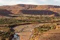 River valley below Ait Ben Haddou ksar Morocco, with views over to mountains Royalty Free Stock Photo