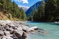 River valley in the mountains covered with forest