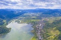 River valley villages, aerial landscape