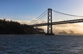 River view with the bay bridge in San Francisco bay area in the early morning