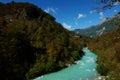 Soca river near Slap Kozjak waterfall in Triglav National Park in Slovenia Royalty Free Stock Photo
