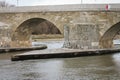 River View of Old Stone Bridge Regensburg