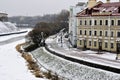 River view on Pskov Kremlin, Krom in winter time Royalty Free Stock Photo