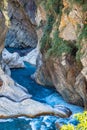 River view with  rocks along in Taroko gorge Royalty Free Stock Photo