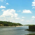 The river views and promenade with the bridge