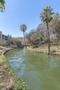 The River Walk at San Antonio Texas with winding canal flanked by trails