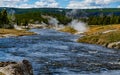 River with warm water in the valley of the Yellowstone National Park, USA Royalty Free Stock Photo