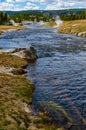 River with warm water in the valley of the Yellowstone National Park, USA Royalty Free Stock Photo