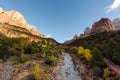 River & Watchman View, Zion National Park, Blue sky,Utah Royalty Free Stock Photo