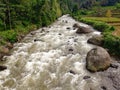 The river water that flows comes from the Ciwidey Mountains, Bandung Regency, indonesia with unspoiled and green forests