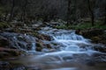 River water flows among the rocks and forms small waterfalls, RascafrÃÂ­a, Madrid, Spain Royalty Free Stock Photo
