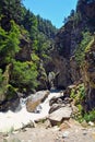 River and waterfall in forest, mountains of Caucasus, Russia Royalty Free Stock Photo