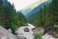 River and waterfall in forest, mountains of Caucasus, Russia Royalty Free Stock Photo