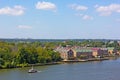 A panoramic view on Old Town Alexandria from the Potomac River in Virginia, USA. Royalty Free Stock Photo