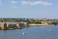 A panoramic view on Old Town Alexandria from the Potomac River, Virginia, USA. Royalty Free Stock Photo