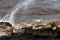River Waves Hit Rocks with a Splash Royalty Free Stock Photo