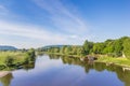 River Weser and old wooden mill near Minden Royalty Free Stock Photo