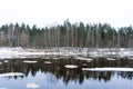 A river on which small pieces of ice float Royalty Free Stock Photo