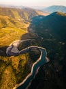 River winding in the mountain aerial view Royalty Free Stock Photo