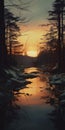 River In The Woods: Photorealistic Golden Light In The Style Of Peter Sculthorpe