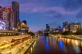 River Yarra and buildings on the Southbank at night, Melbourne,