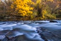 River and yellow leaf in fall Royalty Free Stock Photo